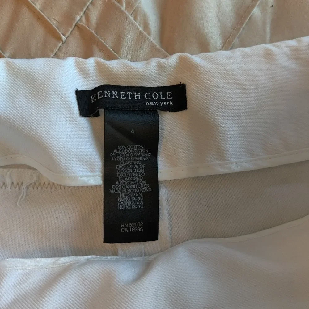 KENNETH Cole New York vintage white ankle length pants satin waist band sz 4 y2k